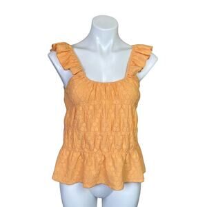 Fab'rik | Women's Sorbet Orange Martha Smock Short Sleeve Top | Size: S